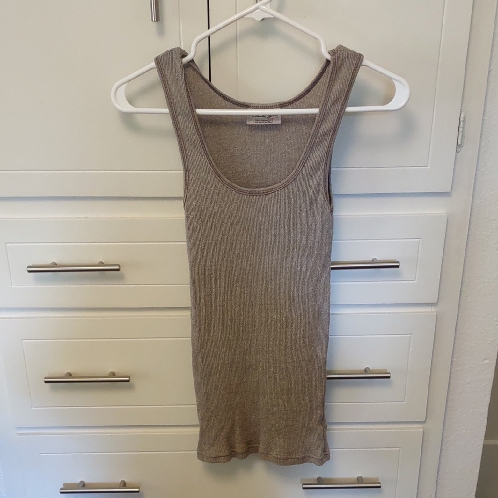 Michael Stars Ribbed Metallic Tank Top